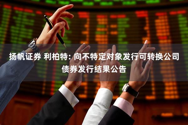 扬帆证券 利柏特: 向不特定对象发行可转换公司债券发行结果公告