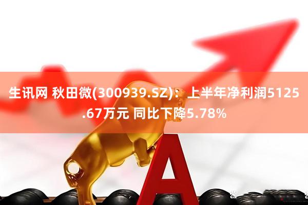 生讯网 秋田微(300939.SZ)：上半年净利润5125.67万元 同比下降5.78%